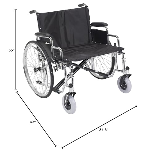 Drive Medical Sentra EC Heavy Duty Extra Wide Wheelchair with Various Arm Styles Arms, Black, 30