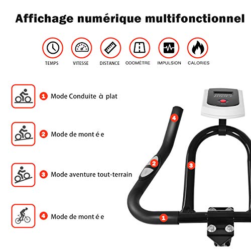 Indoor Bike Trainer Exercise Bicycle Fitness Cycling Smooth Belt Driven with Bottle Holder LED Display for Home Weight Loss Fitness Equipment