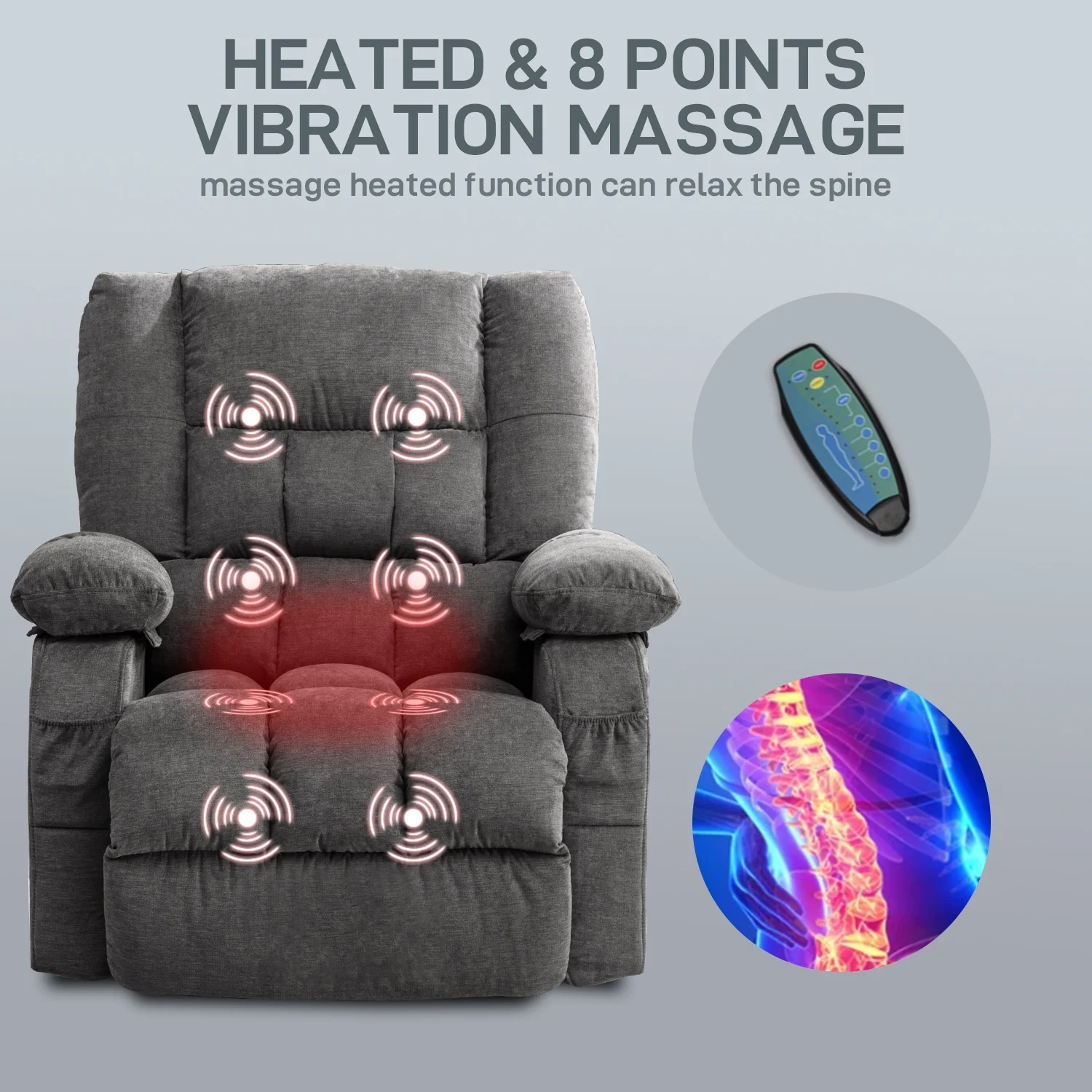 JONPONY Power Lift Recliner Chair Recliners for Elderly with Heat and Massage Recliner Chair for Living Room with Infinite Position and Side Pocket,USB Charge Port,Brown