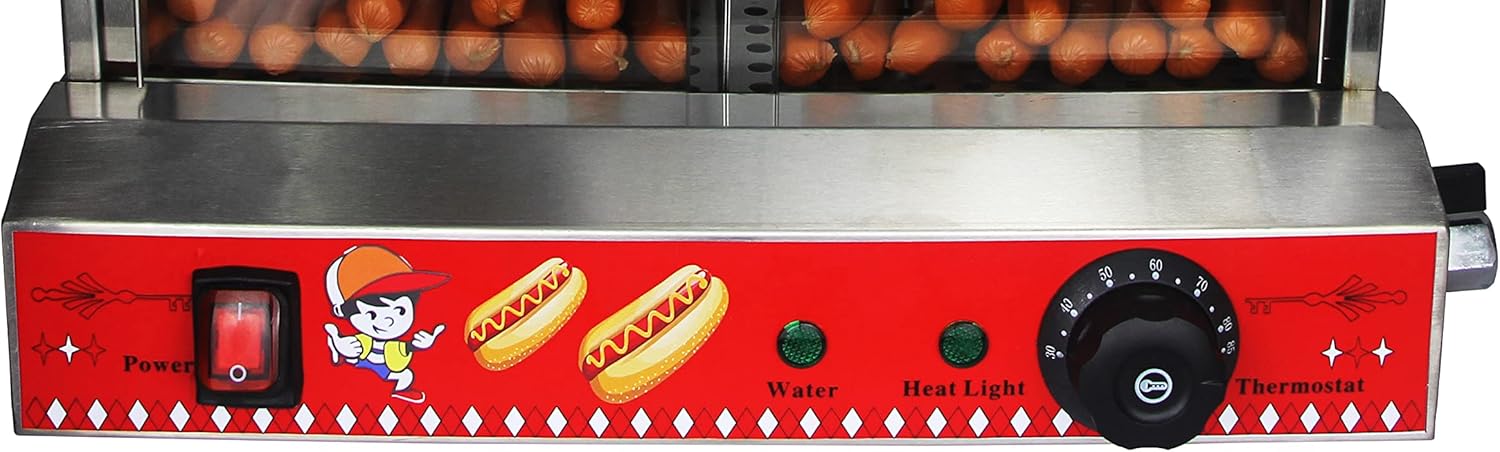 Hot Dog Steamer with Bun Warmer Machine Commercial Hot Dog Hut