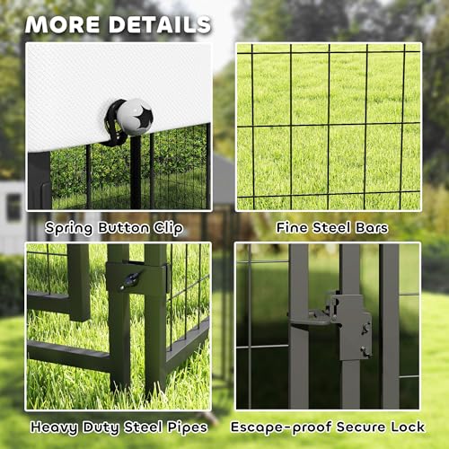 PawHut 4.6' x 4.6' x 5' Dog Kennel Outside, Welded Wire Outdoor Dog Kennel Run with Waterproof & UV Resistant Cover, for S&M Breeds, Chickens, Ducks, Black