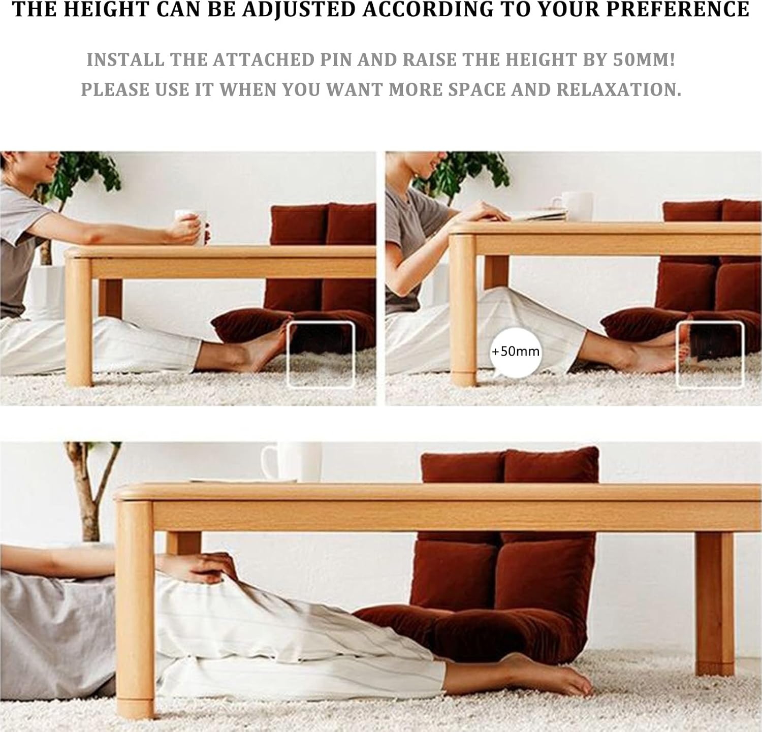 Coffee Table Household Square Heating Table Japanese Folding Tatami Coffee Table Floor Tea Table Multifunctional Low Table for Sitting On The Floor Furniture
