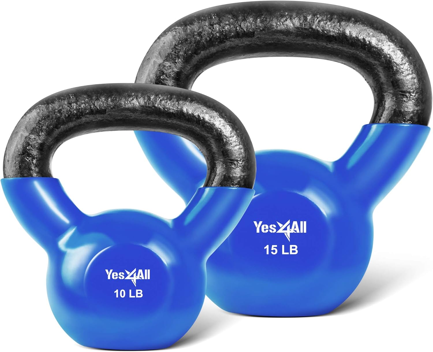 Yes4All Vinyl Coated Kettlebell Set of Weights - Strength Training Kettlebell Sets 25, 30, 35, 45, 60, 70, 105 lbs Pack of 2