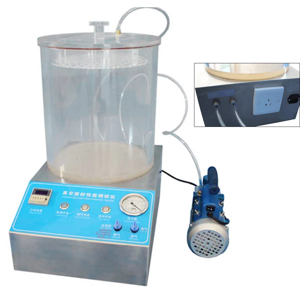 Vacuum Seal Tester Vacuum Sealing Performance Diagnostics Tester w/Vacuum Pump 270mmx270mmx200mm Suitable for Packaging Bags, Bottles 110V