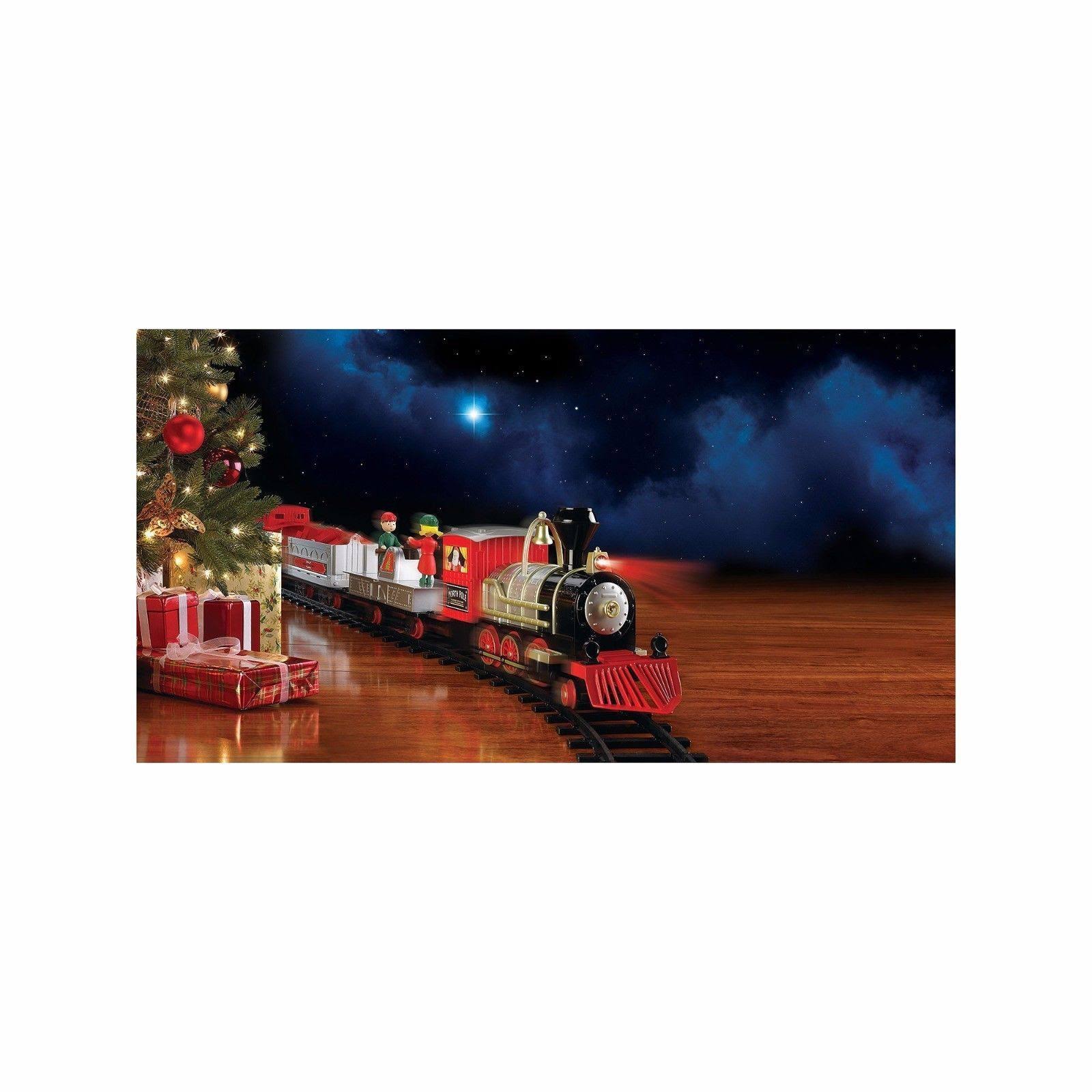 North Pole Junction Christmas Train Set Blue Hat Toy Co 20& Track Light Sound