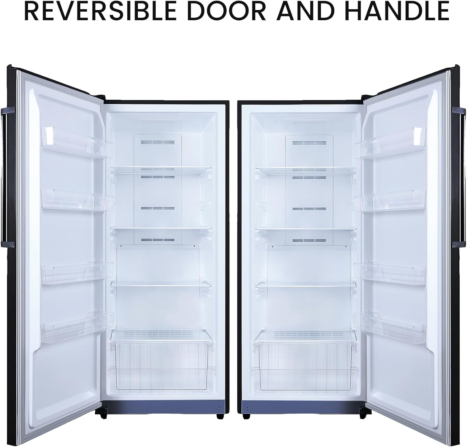 14cf Upright Freezer CONVERTIBLE REF Garage Ready 28in wide 110V (Black)