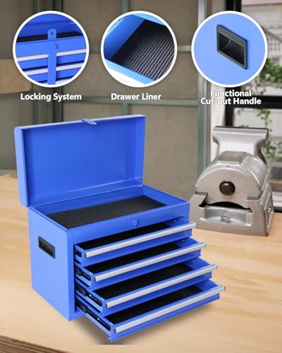 Heavy-Duty 7-Drawer Rolling Tool Chest with Wheels, Steel Tool Storage Cabinet with Lock & Liner for Workshop for Workshop/Garage - Includes 7 Organizer Boxes, Black