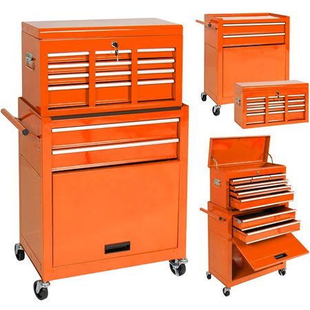 Odaof High Capacity 8-Drawer Rolling Tool Chest with Wheels and Drawers,Tool Storage Cabinet,Detachable Organizer Tool Box Combo