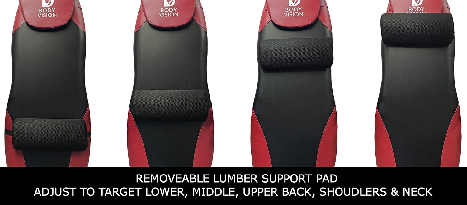 Body Vision IT9825 Premium Inversion Table with Removable Head Pillow & Lumbar Support Pad, - Heavy Duty - up to 250 lbs., Red