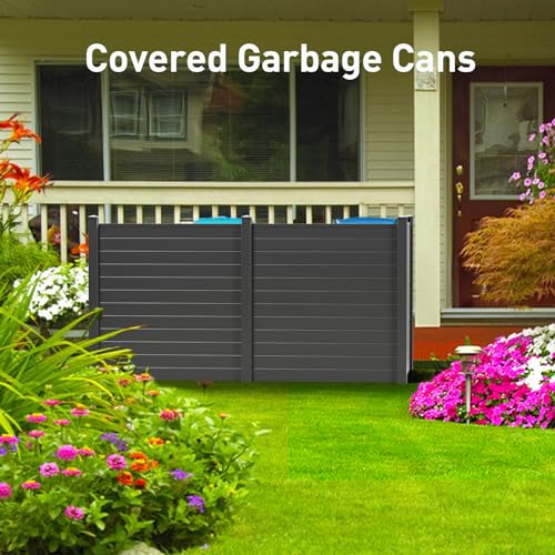 Black Air Conditioner Fence, 48"W X 48"H Vinyl Privacy Fence Screen 3 Panels Pool Equipment Fence Enclosure Trash Can Fence Outside Garbage Can Enclosure Fence