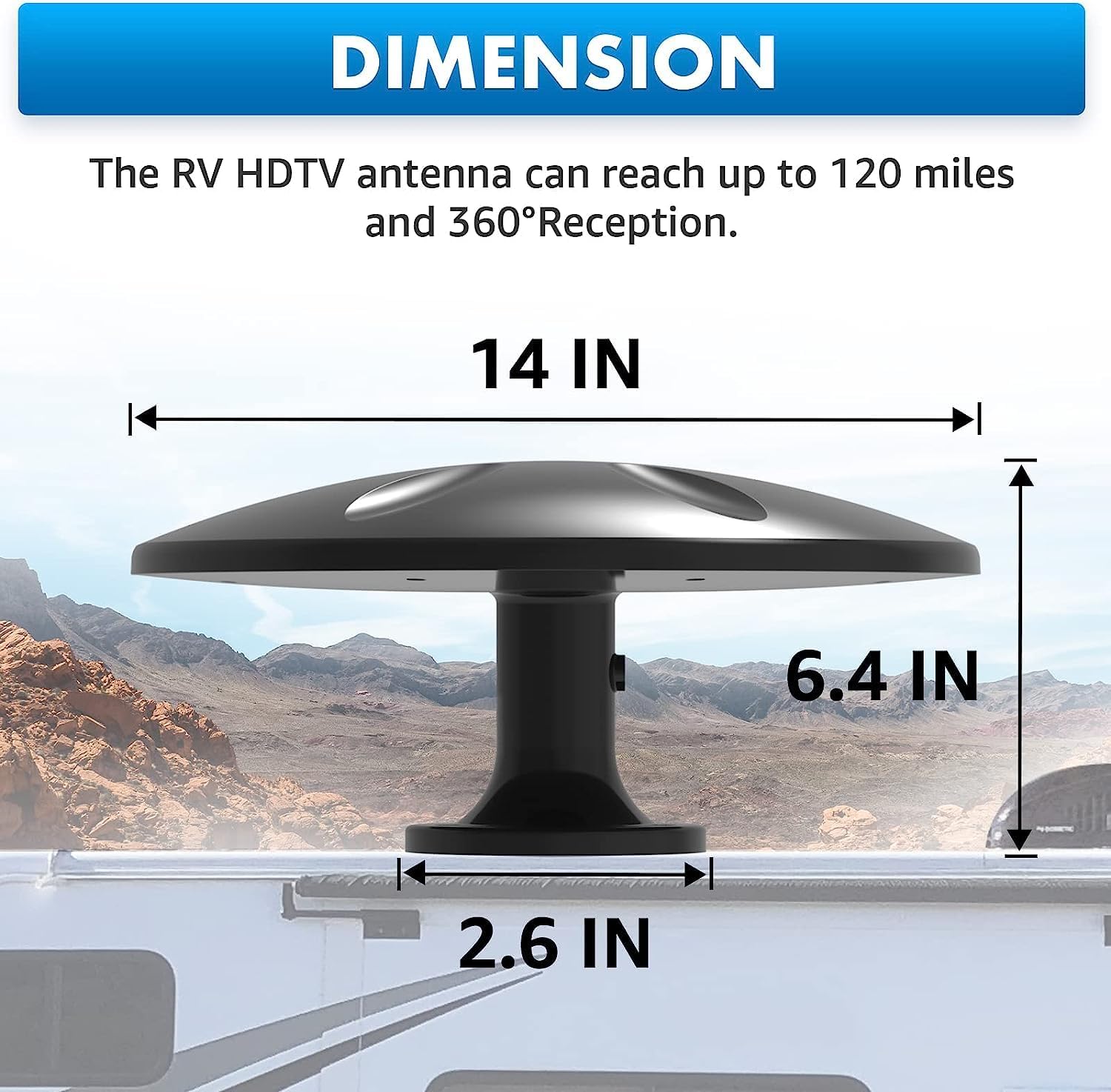 Outdoor TV Antenna 360° Omni-Directional Reception Long 100+ Miles Range Enhance VHF&UHF 4K Ready HDTV Antenna with Added Stability for Outdoor/Attic/RV Use - 32ft RG6 Coax Cable (RV Antenna2)
