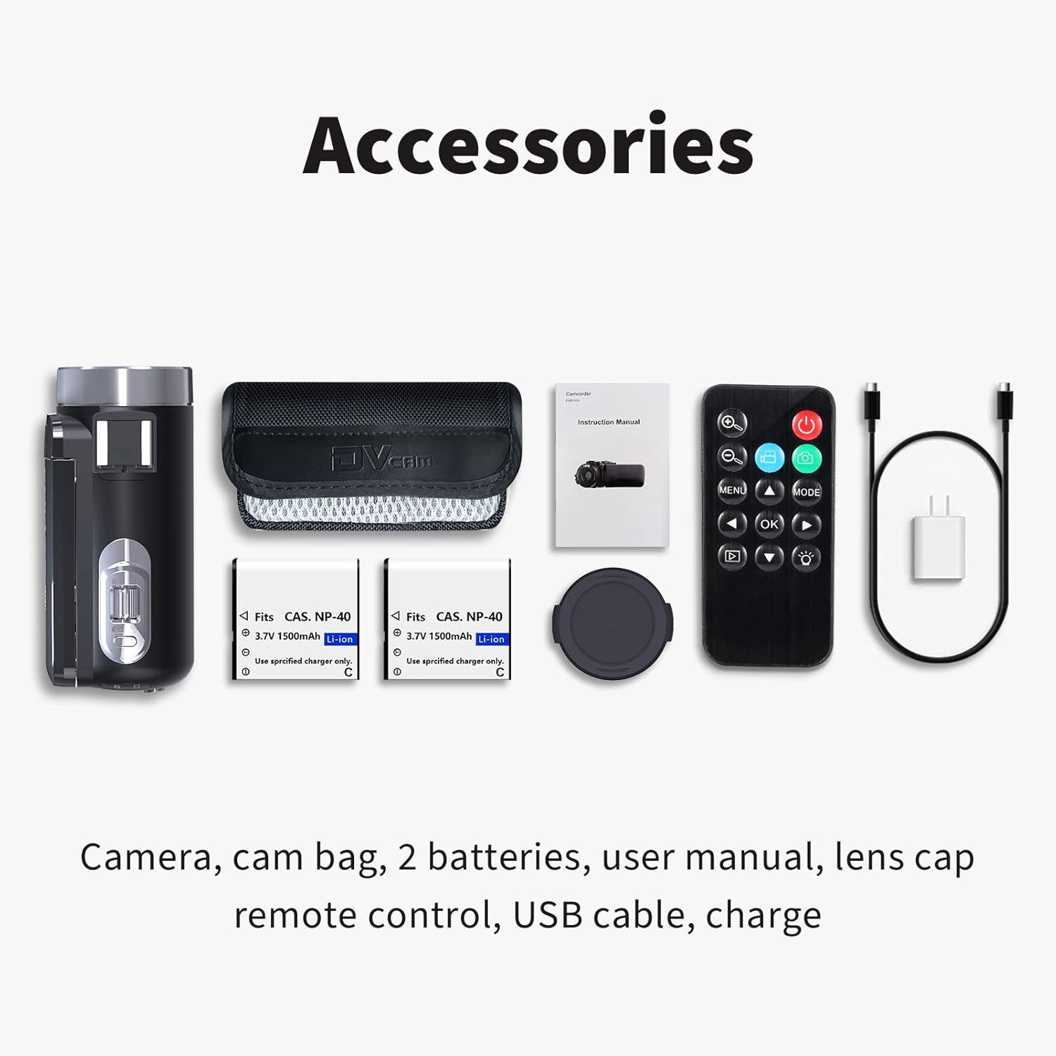 Video Camera Camcorder, 2.7K 30FPS Digital Video Camera for YouTube with 2 Battries IR Night Vision Remote Control 30MP 3 in 270 Degree Rotation Screen
