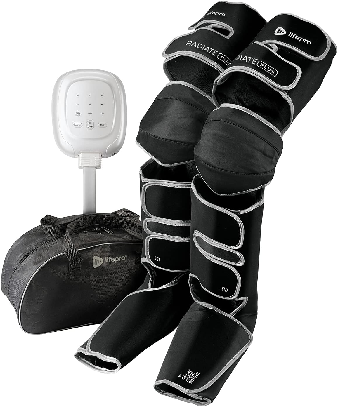 Lifepro Radiate Plus Thigh, 3 Massage Modes - Calf and Foot Massager Machine Extra Wide - Leg Compression Massager - Heated Knee Pain Relief, Poor Circulation, Vein Support - Remote Control
