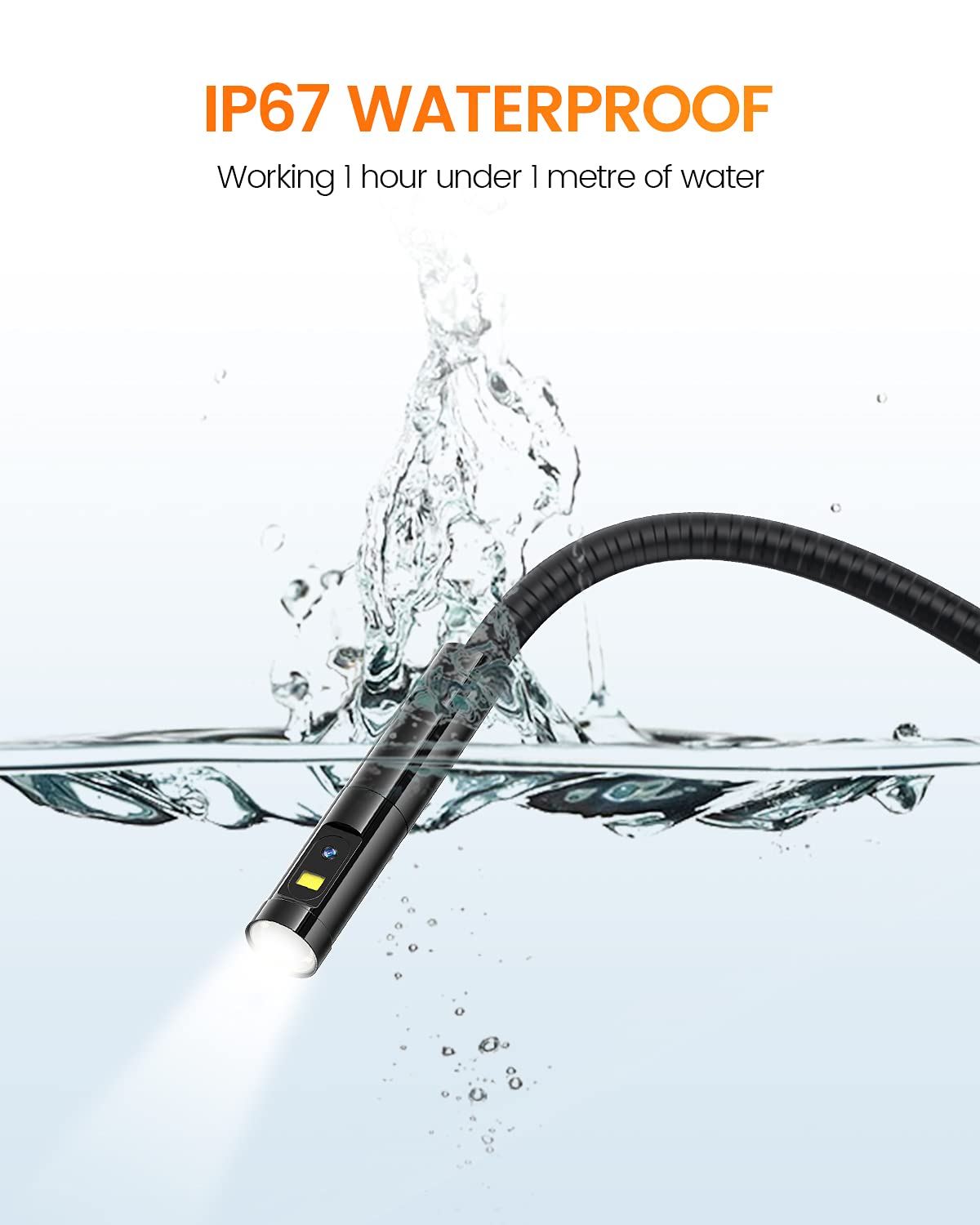 Teslong Dual Lens Inspection Camera with Light, Digital Industrial Borescope, Video Endoscope, Scope Camera, 5 IPS Screen, 16.4ft Flexible Probe, 1080p, Tool for Home, Pipe, Automotive (Waterproof)