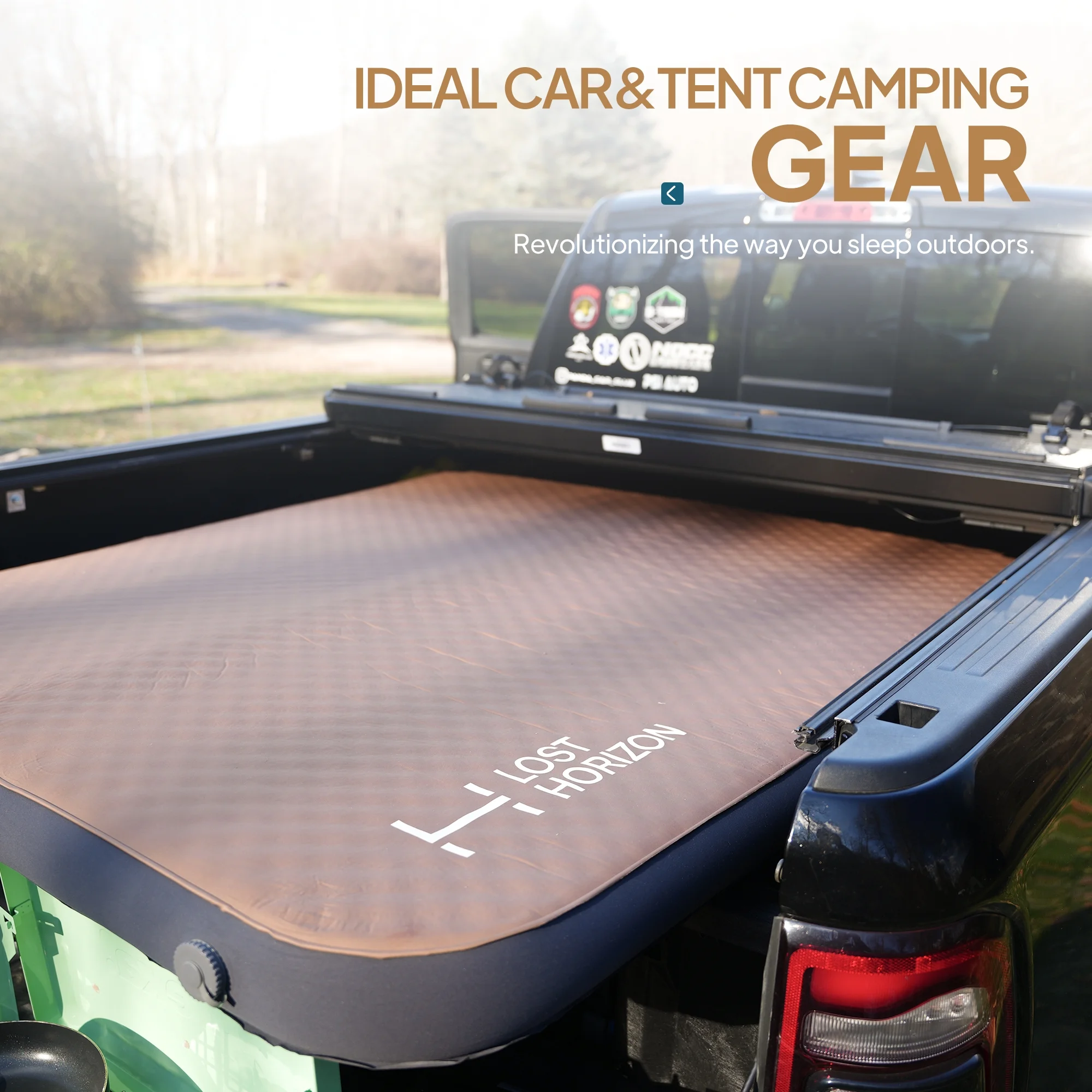 LOSTHORIZON Airsoft 4.5” Thick Self Inflating Sleeping Pad with Solid Foam, Camping Mattress with Pump Sack, Portable Roll Up Bed, Inflatable Outdoor Mat for Rooftop Tent Car Truck Van, 4 Season