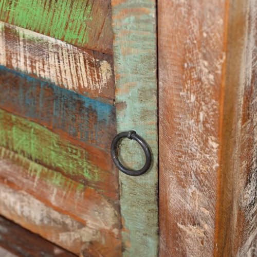 End Table with 1 Drawer 1 Door Reclaimed Wood,Reclaimed Wood End Table with Drawer and Cupboard for Home Decor and Storage, Brown