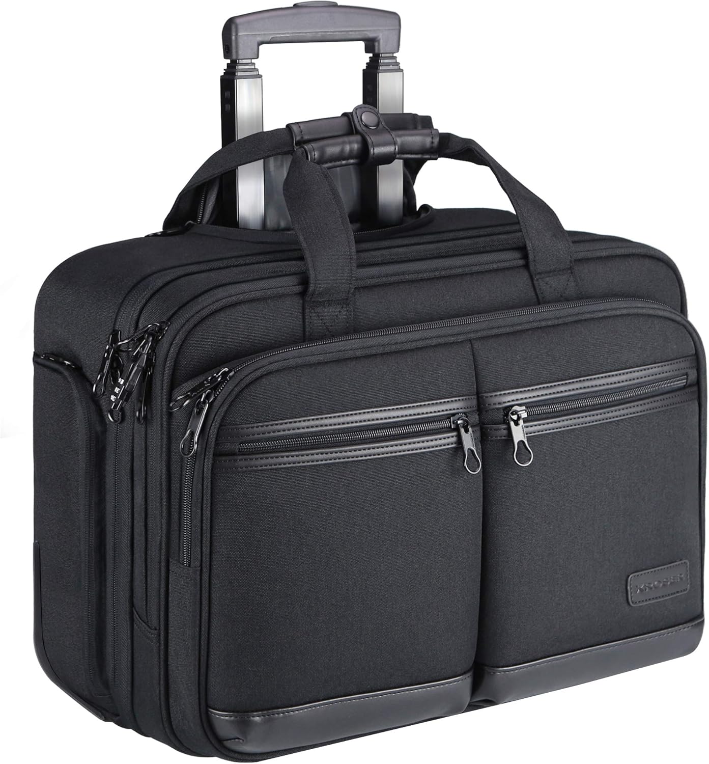 Rolling Laptop Bag Premium Rolling Briefcase Fits Up to 17.3 Inch Laptop Water-Repellent Overnight Rolling Computer Bag with RFID Pockets for Travel/Business/Men/Women-Black