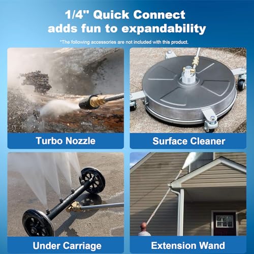 5000 PSI Adjustable Pressure Washer 2.8GPM Electric Power Washer with 33ft Pressure hose, 4 Nozzle and Foam Cannon, Powerwashers for home, Cars, Pressure Setting Range (2500PSI-4500PSI)Green