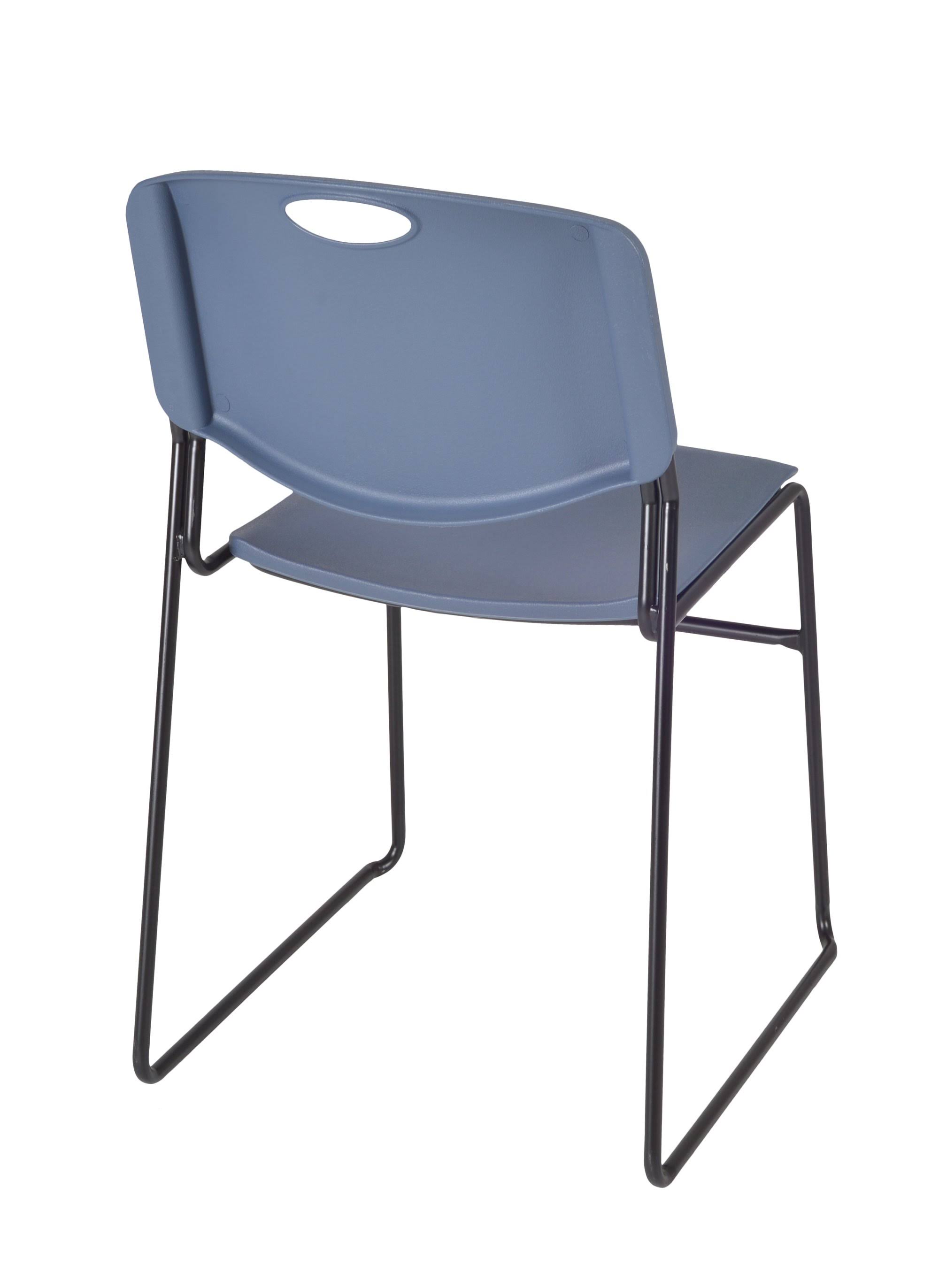 Regency Kee 42x22 Round Breakroom Table- Beige/ Chrome u0026 4 Zeng Stack Chairs- Blue