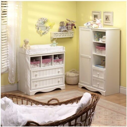 Eclectic Elegance Armoire with Drawers for Kid's Room, Pure White - 18.75" D x 33" W x 48.75" H, Adjustable with 2 Doors and 2 Drawers