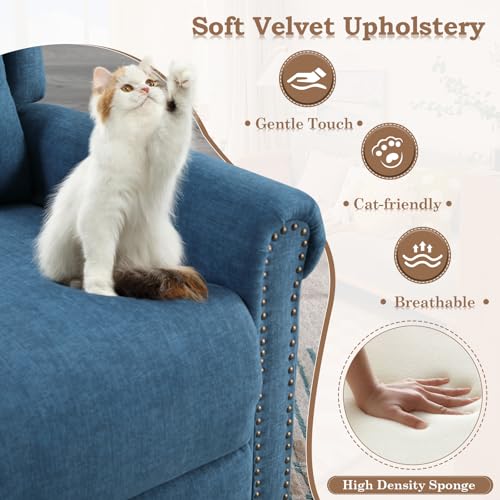 Manual Swivel Rocking Recliner for Adults, 360 Swivel Glider Rocker Chair with Adjustable Backrest & Footrest, Manual Reclining Lounge Sofa Chair for Living Room Bedroom, Home Theater Small Space
