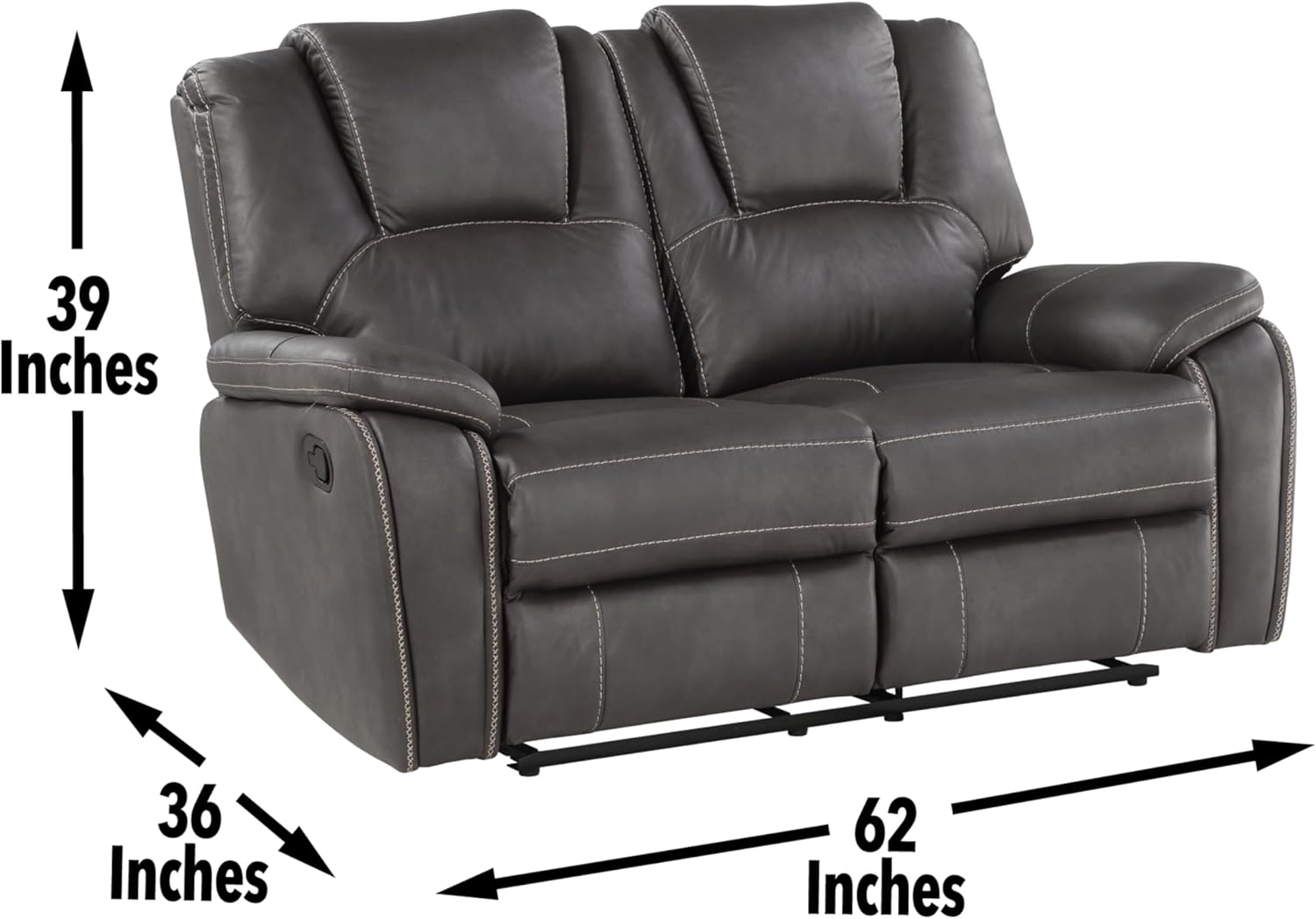 Pieces Set, Manual Chair, Reclining Loveseat and 3-Seat Sofa for Living Room, Bedroom Furniture, Office(Charcoal,1+2+3)