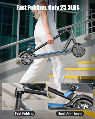 Electric Scooter for Adults, Peak 500W Motor, 19MPH Max Speed, 21 Miles Range, 36V 7.5Ah Battery, 8.5" Solid Tires, App Control, Lightweight, Foldable Electric Scooter for Commuting, UL2272