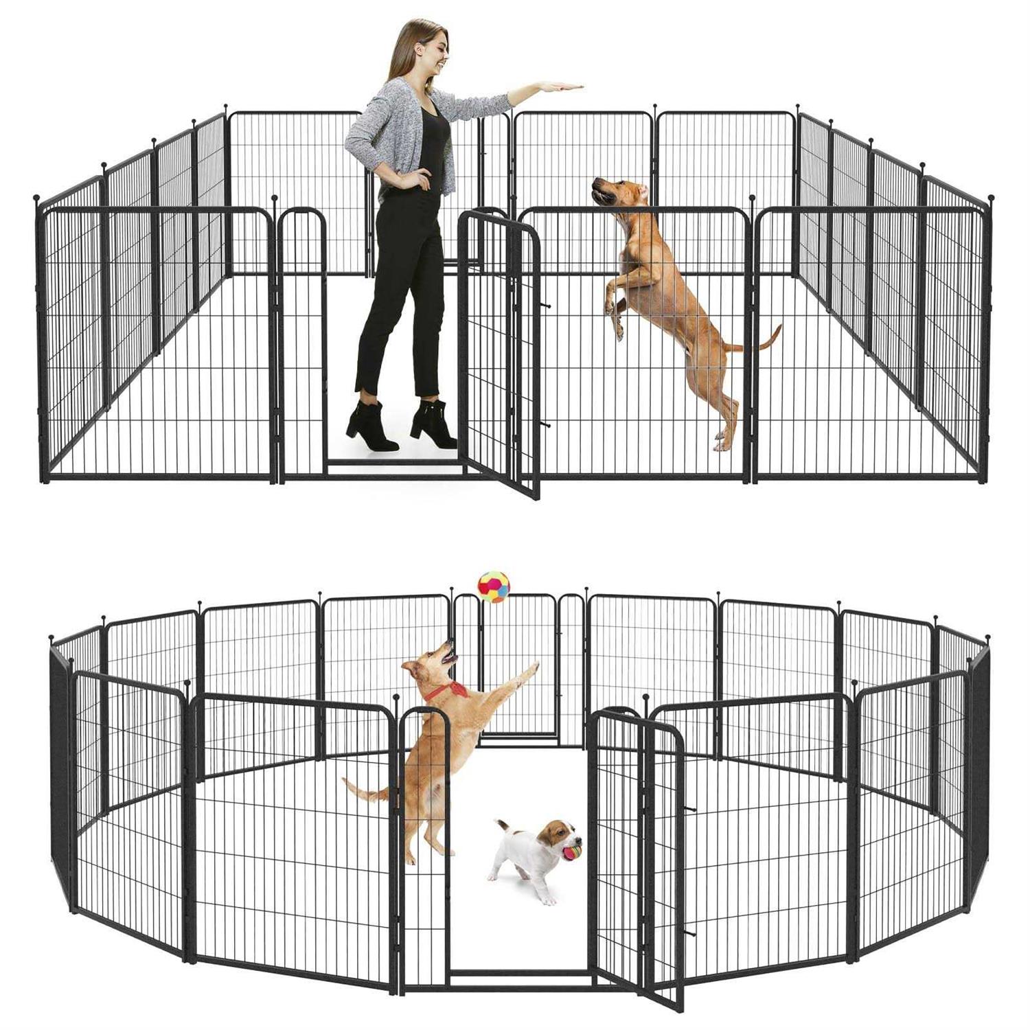 Kfvigoho Dog Playpen Outdoor Panels Heavy Duty Dog Pen Height Puppy Playpen Indoor Anti-Rust Exercise Fence with Doors for Medium/Small Pet - Pet Supplies online store