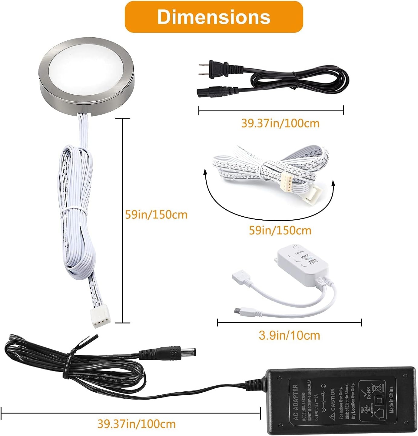 LED Dimmable Under Cabinet Lighting Kit,8 Pack App Controlled and Music Sync RGB Puck Lights with Remote,Hardwired Under Counter Lights with Multi Colors for Kitchen Shelf Cupboard Showcase