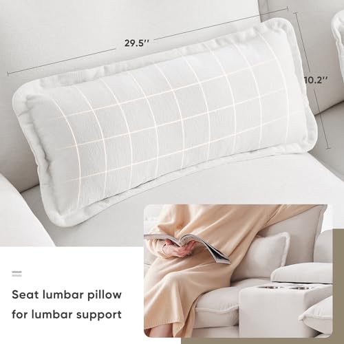 123" Modern U Shaped Sofa Cloud Couch with Console，Sectional Sofa Couch for Living Room with Cupholders and USB Ports，Chenille 4 Seat Modular with Chaise(White)