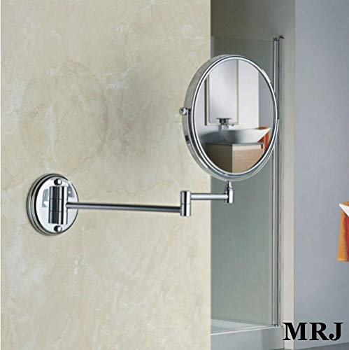 Bathroom Mirror Wall Mounted Makeup Mirror 8-inch Two-Sided Swivel Wall Mounted Mirror Extending Folding Bathroom Shaving Cosmetic Make Up Mirror- 3X/5X Magnification
