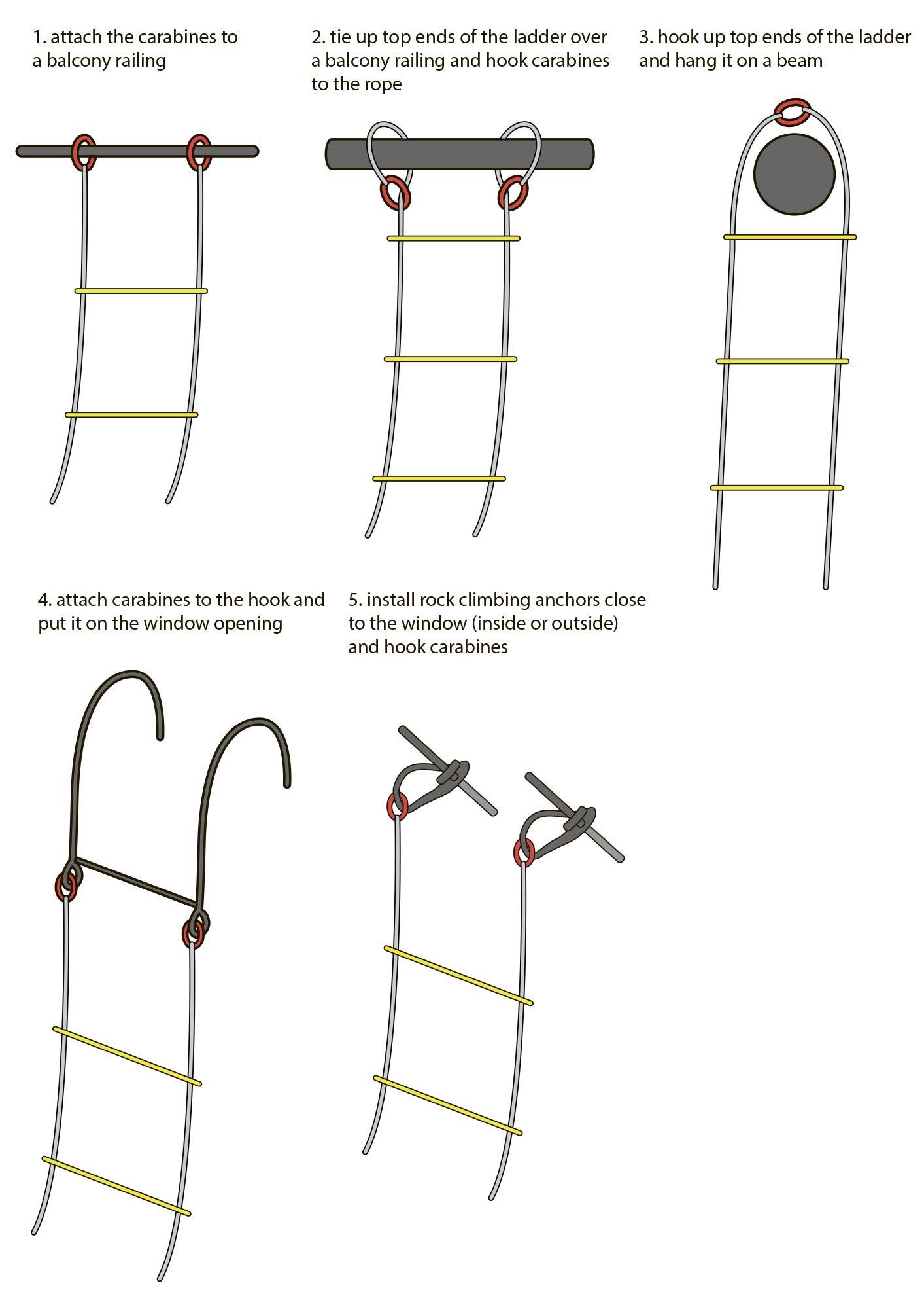 Isop Emergency Fire Escape Ladder 16 ft (2 Story) Flame Resistant Safety Rope Ladder with Hooks – Fast to Deploy u0026 Easy to U