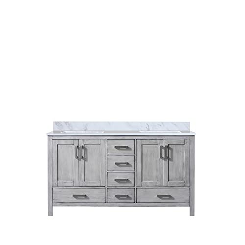 Big Sur 60 in. W x 22 in. D Dark Grey Double Bath Vanity and Carrara Marble Top