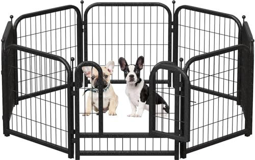 Metal Dog Playpen, 40 Inch Height 16 Panels, Large Dog Fence for Large/Medium/Small Dogs Indoor & Outdoor Bliss, Perfect Dog Pen for Camping, Yard, and RV | Black-Silver