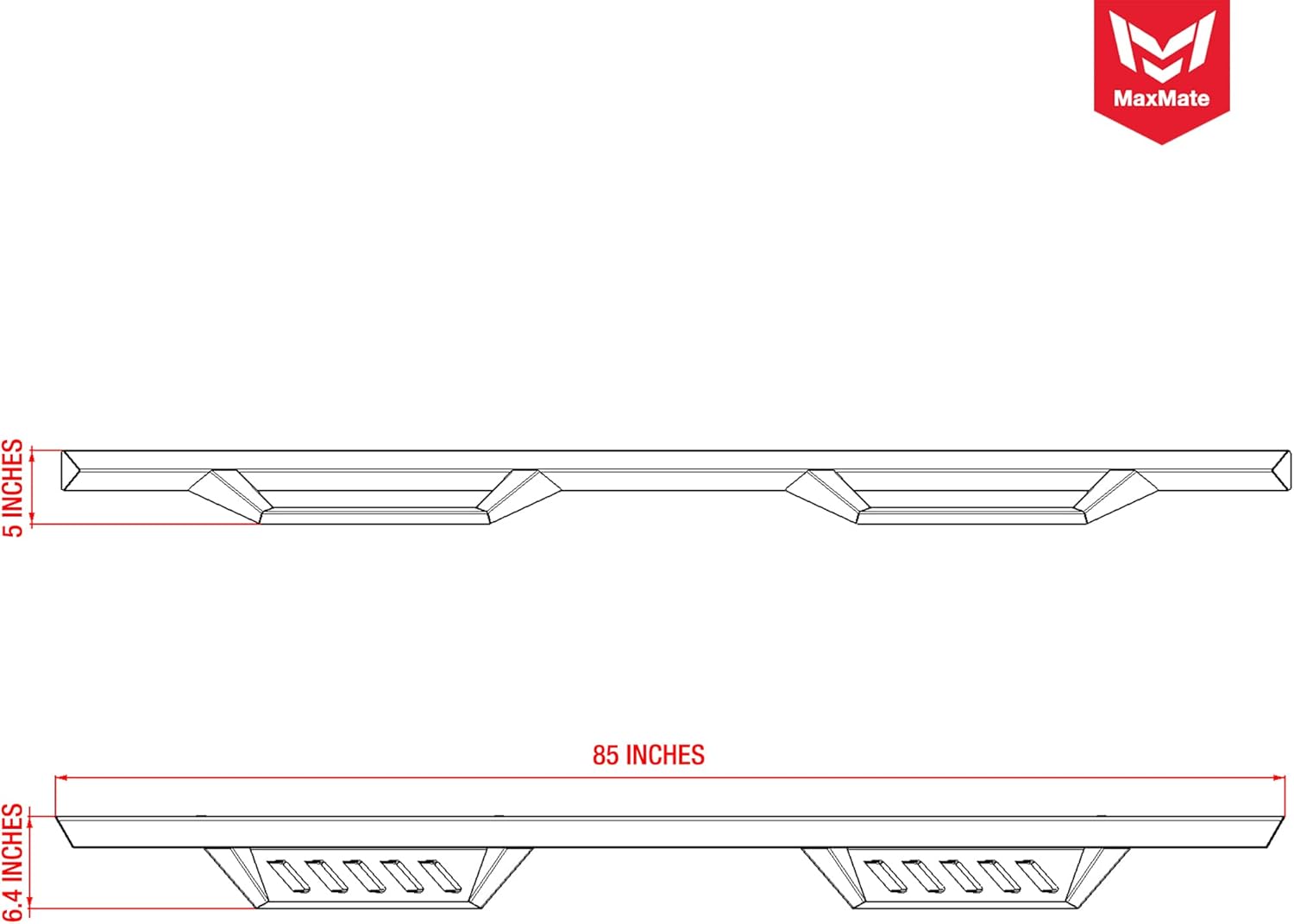 MaxMate Triangular Drop Steps Compatible with 2019-2024 Chevy Silverado GMC Sierra 1500; 2020-2024 2500 3500HD | Crew Cab | LD3C71018MX | Side Rail Nerf Bars Running Boards
