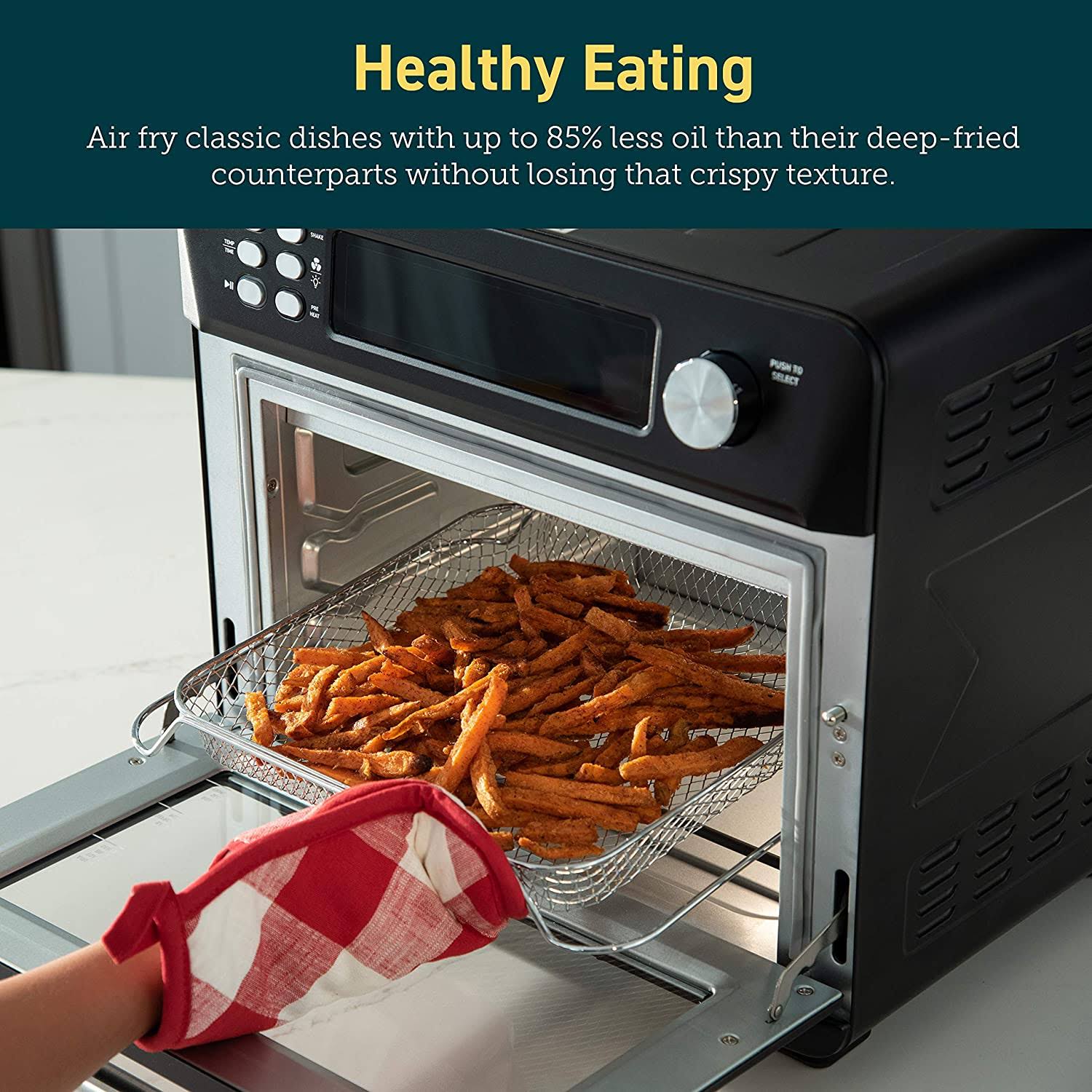 Cosori 12-in-1 Air Fryer Toaster Combo, Countertop Dehydrator for Chicken, Pizza and Cookies, Christmas Gift, Recipes u0026 Acce