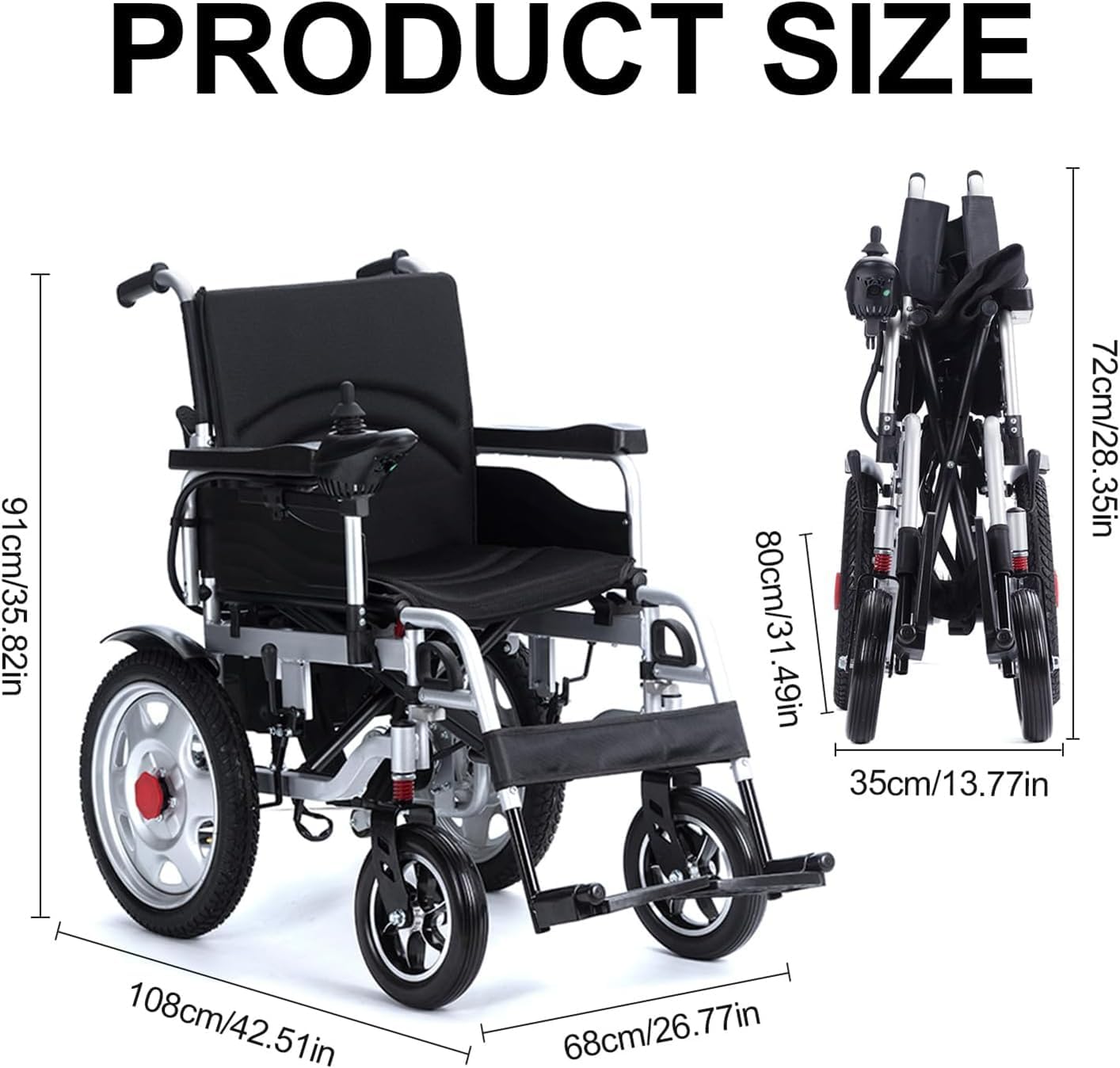 Foldable Electric Wheelchair for Adults,Lightweight Motorized Wheelchair Portable,15 Miles Long Range All Terrain Power Wheelchair,Compact Portable Airline Approved Silla de Ruedas Electrica