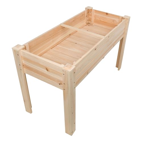 Shine Company 48x22x30in Raised Garden Bed, Elevated Wood Planter Box Stand with Legs for Backyard, Patio, Balcony with Liner for Vegetables, Flowers, or Herbs