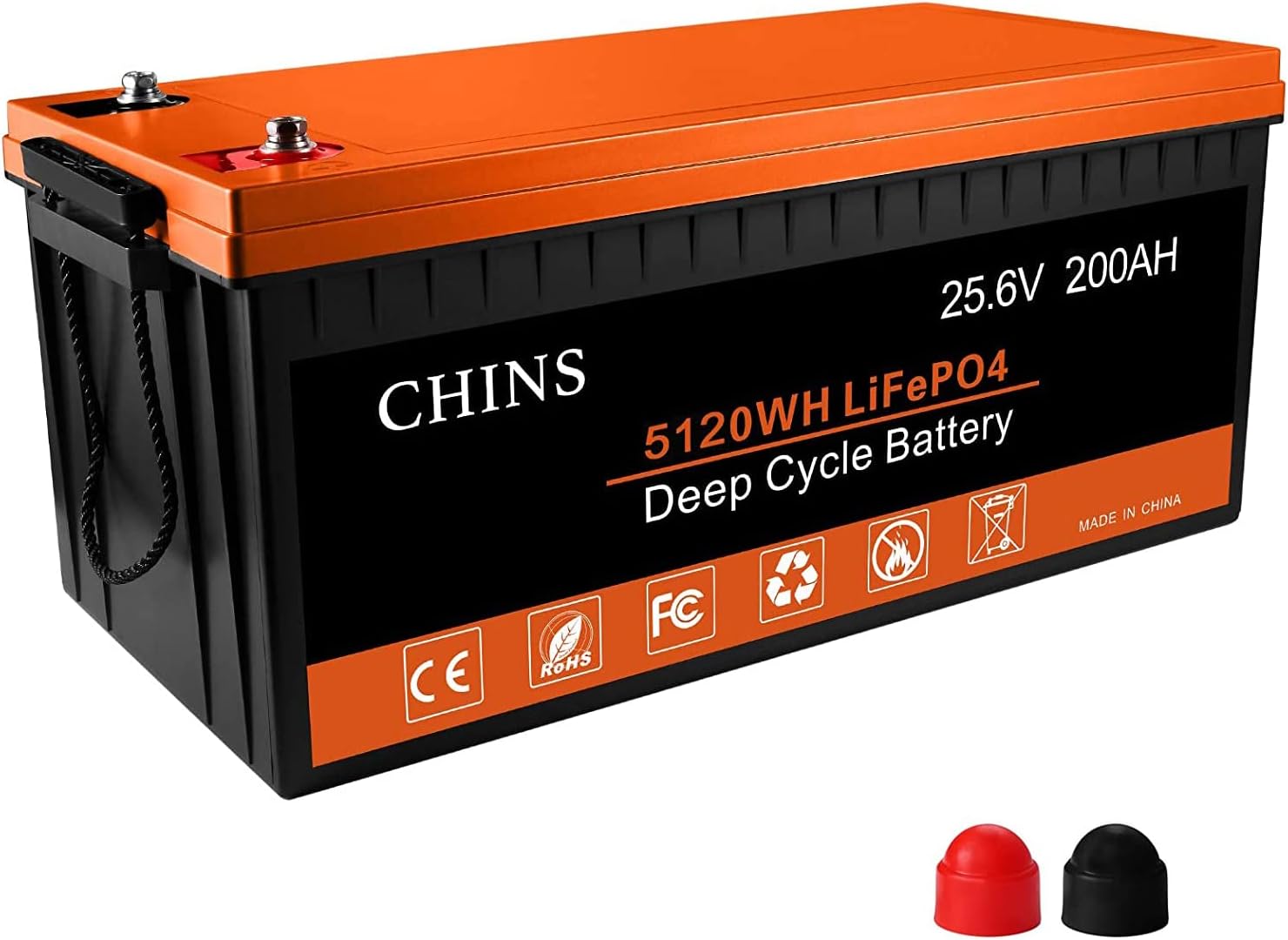 CHINS LiFePO4 Battery 24V 200Ah Lithium Battery - Built-in 200A BMS, 2000+ Cycles, Each battery Can Support 5120W Power Output, Perfect for RV, Home Storage and Off-Grid
