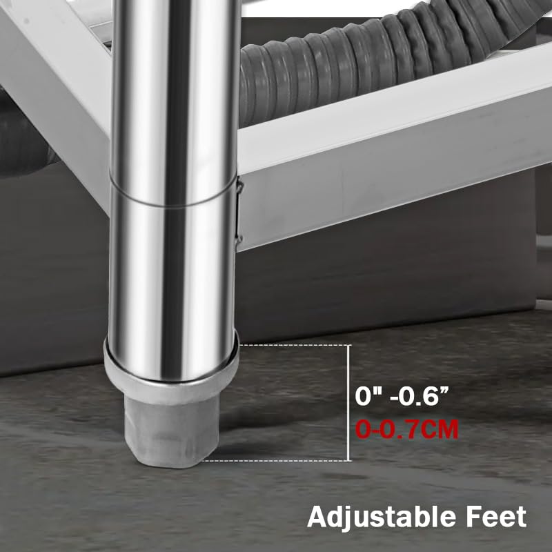 Stainless Steel Utility Sink - Single Bowl, Free Standing, Indoor/Outdoor, 21.7" with Cold & Hot Water Faucet