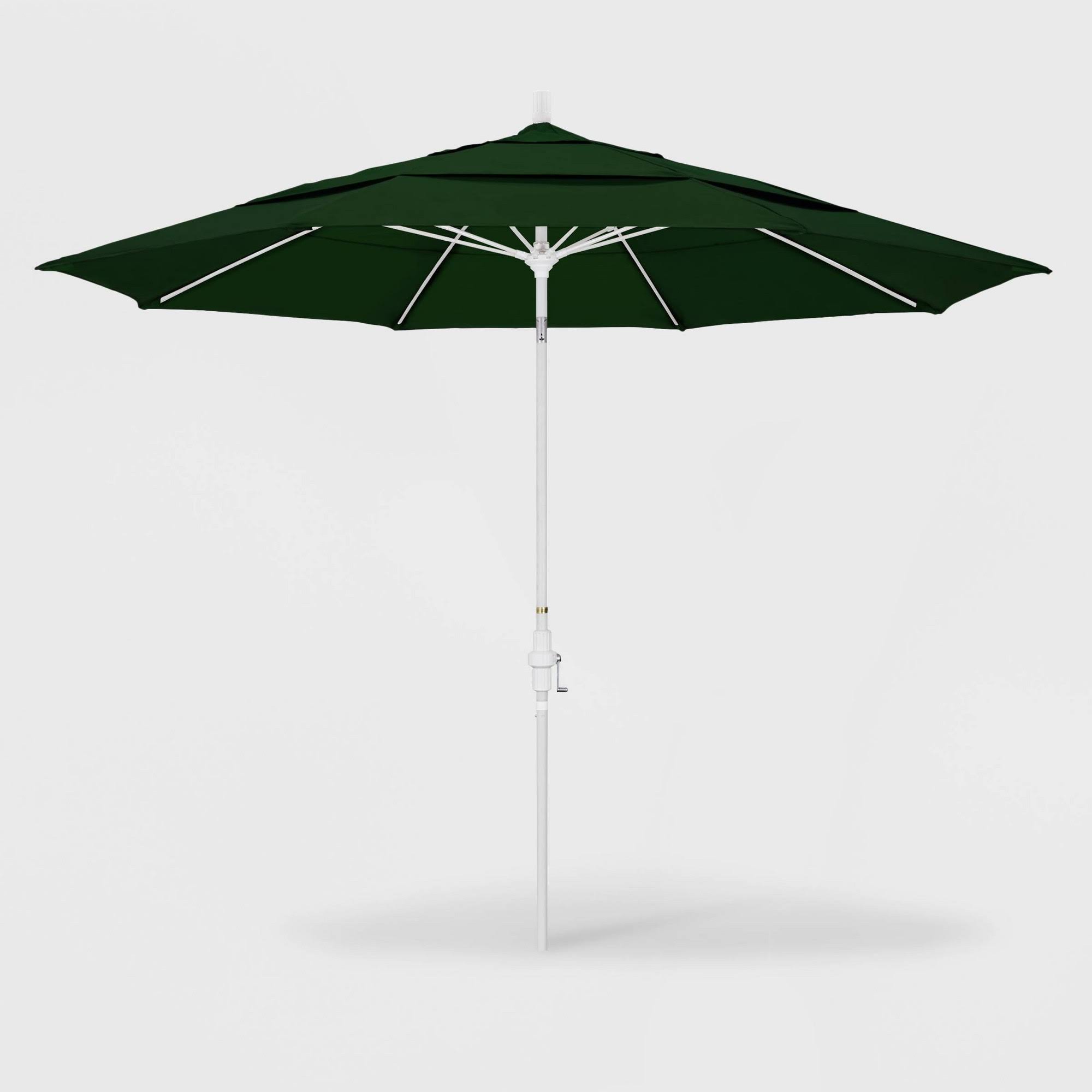 11& Sun Master Patio Umbrella Collar Tilt Crank Lift - Pacifica Hunter Green - California Umbrella