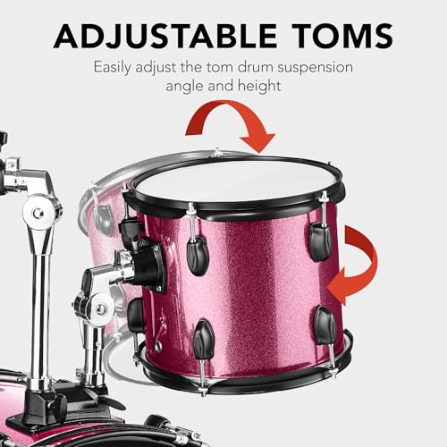 Best Choice Products 5-Piece Full Size Complete Adult Drum Set w/Cymbal Stands, Stool, Drum Pedal, Sticks, Floor Tom - Dark Blue Sparkle