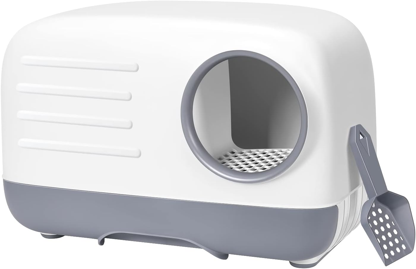 Petament Cat Litter Box,Fully Enclosed Litter Box Holds Odors,Prevents Urine and Litter Leakage,Assembly Free,Easy to Clean Stylish Litter Box Furniture with Pull-Out Litter Tray and Litter Scoop