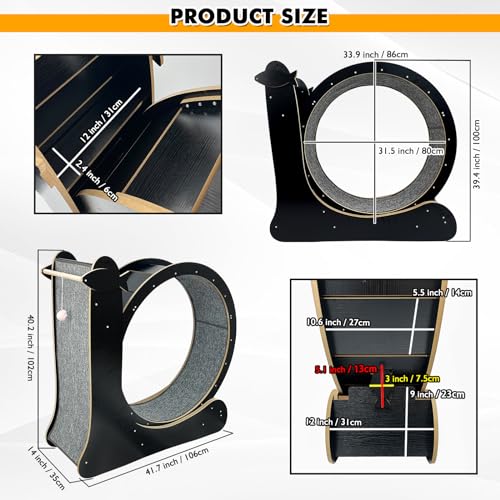 Cat Exercise Wheel for Indoor Cats, Cat Running Wheel with TPE Silent Roller, Cat Treadmill Wheel, Cat Rotating Wheel Weight Loss Device with Replaceable Pads, Nature Wood