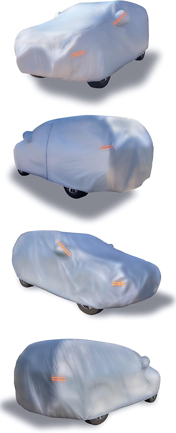 EzyShade 10-Layer Waterproof Car Cover. See Vehicle Size-Chart for Accurate Fit. All Weather Full Exterior Outdoor Covers for SUV MPV Jeep. Sun UV Rain Snow Wind Protection. Size S3 (See Size Chart)