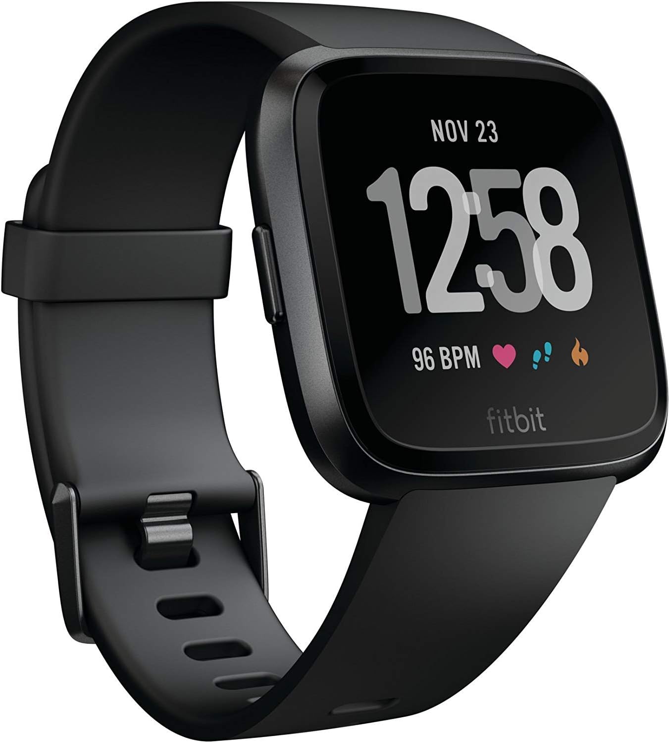 FITBIT Versa Smart Watch, Black/Black Aluminium, One Size (S & L Bands Included)