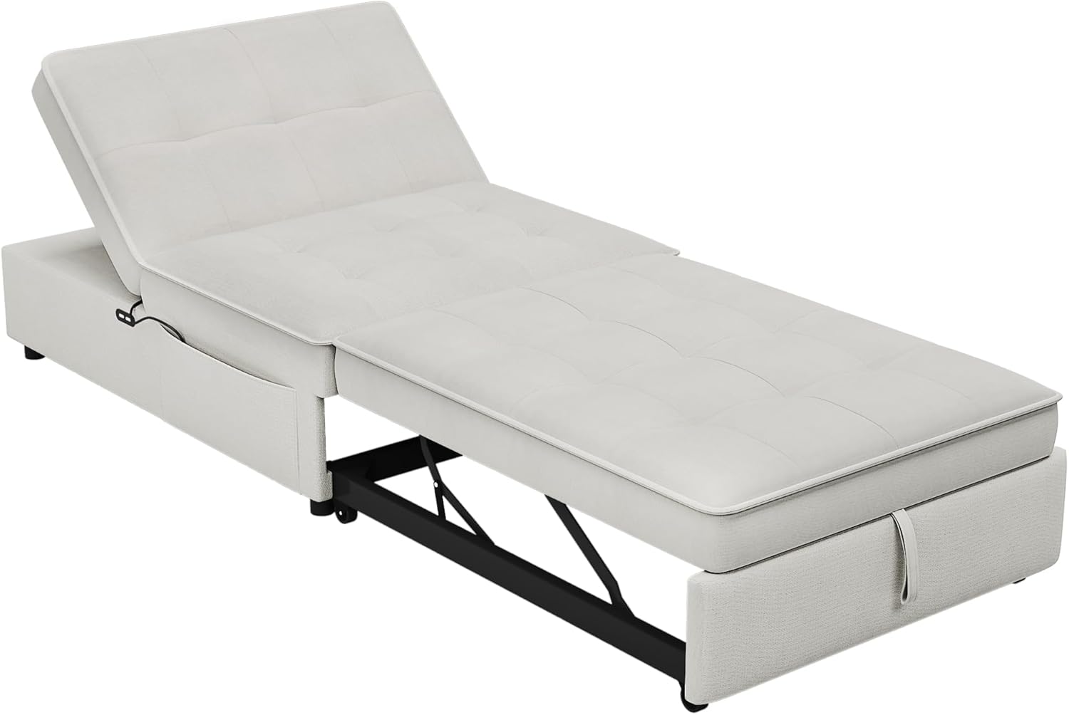 CHARMMA 4-in-1 Sofa Bed,Chair Bed,Multi-Function Folding Ottoman Bed with Storage Pocket and USB Port for Small Room Apartment,Living Room,Bedroom,Hallway,White,Chairs/Accent Seating 78.26lbs,2036