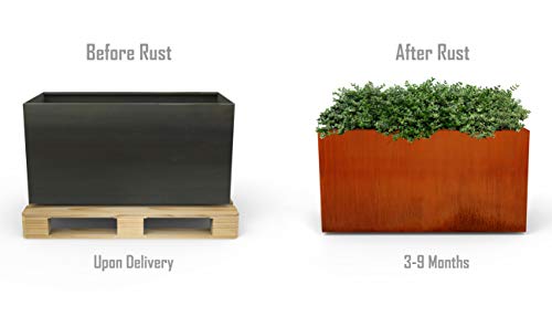 Corten Steel Planter Rectangle Rustic Metal Garden Box, 72" Length 20" Width 24" Height, Heavy Duty | Made in USA | Fully Assembled | Commercial Residential | with Drain Holes