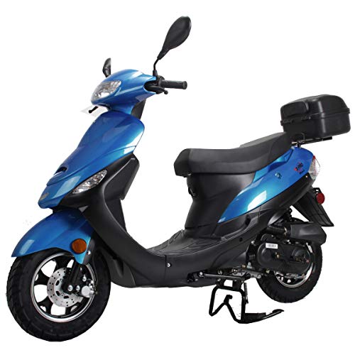 X-PRO Maui 50 Gas Moped with 10" Aluminum Wheels, Rear Trunk, Electric/Kick Start! (Black)