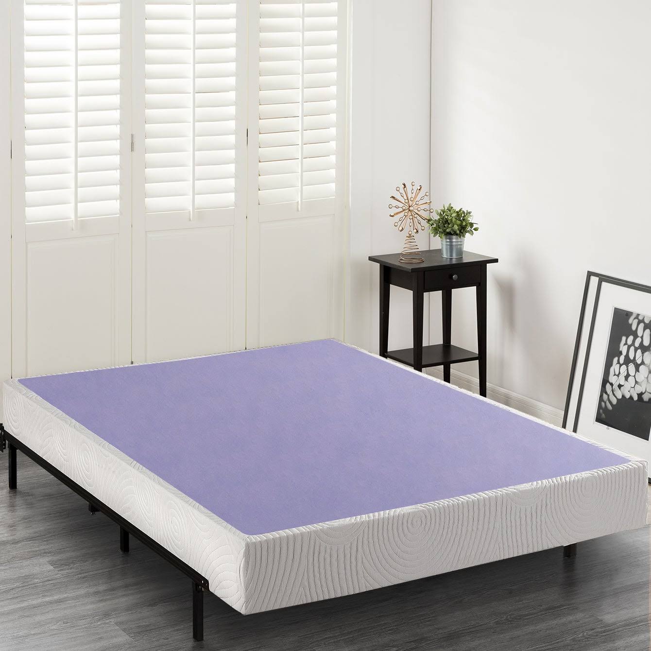 Priage 8-Inch Wood and Steel (Silver) Box Spring Mattress Foundation (Queen)